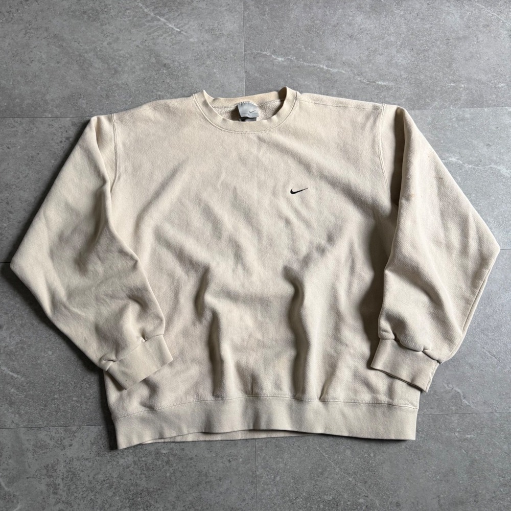 Vintage Y2K Nike Center Swoosh Crewneck Sweatshirt XL Cream Tan